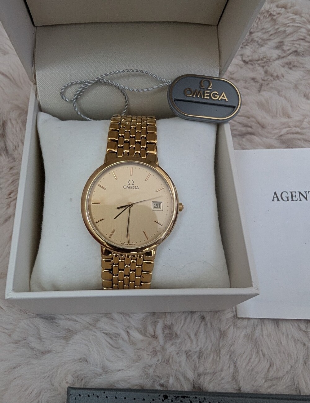 Omega Gold Tone Dress Watch with Date Display
